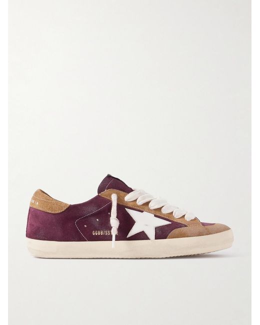 Golden Goose Deluxe Brand Brown Super-Star Distressed Leather-Trimmed Suede Sneakers for men