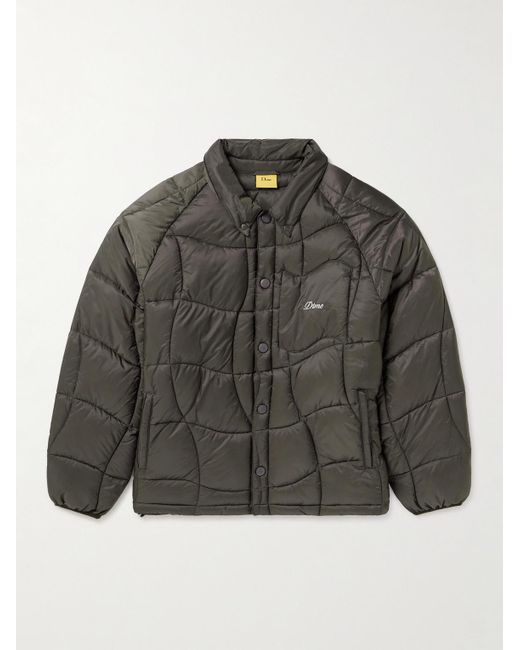 Dime Gray Wave Embroidered Quilted Padded Shell Jacket for men