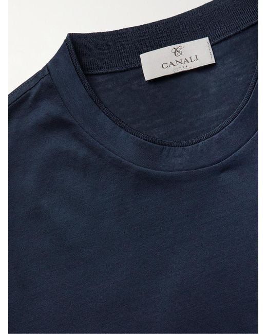 Canali Blue Slim-Fit Mercerised Cotton-Jersey T-Shirt for men