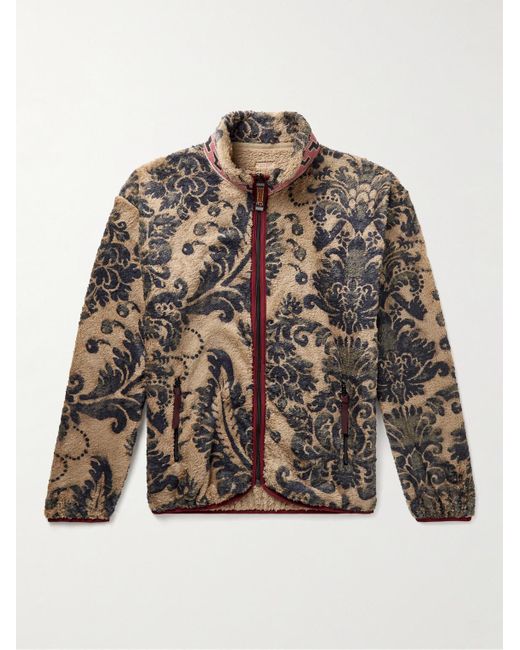 Kapital Natural Jacquard-trimmed Printed Fleece Jacket for men
