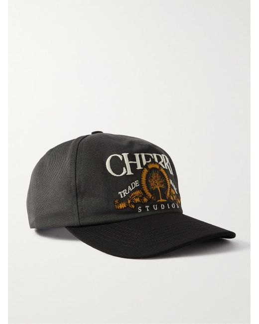 CHERRY LA Black Logo-embroidered Two-tone Cotton-twill Baseball Cap for men