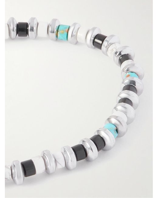 Mikia Natural Sterling Multi-Stone Beaded Bracelet for men