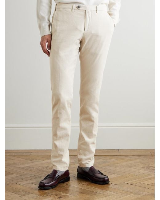 Canali Natural Slim-fit Straight-leg Garment-dyed Stretch-cotton Twill Chinos for men