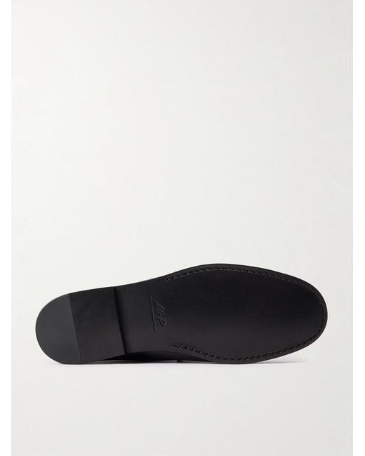 Mr P. Black Leather Penny Loafers for men