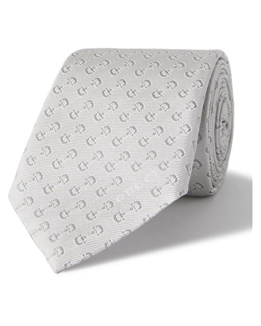 Gucci Gray 7cm Horsebit Silk-jacquard Tie for men