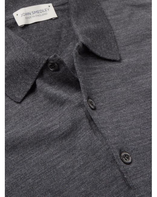 John Smedley Gray Belper Slim-fit Merino Wool Polo Shirt for men