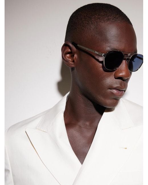Cartier Blue Santos De Cartier Aviator-Style-Tone Sunglasses for men
