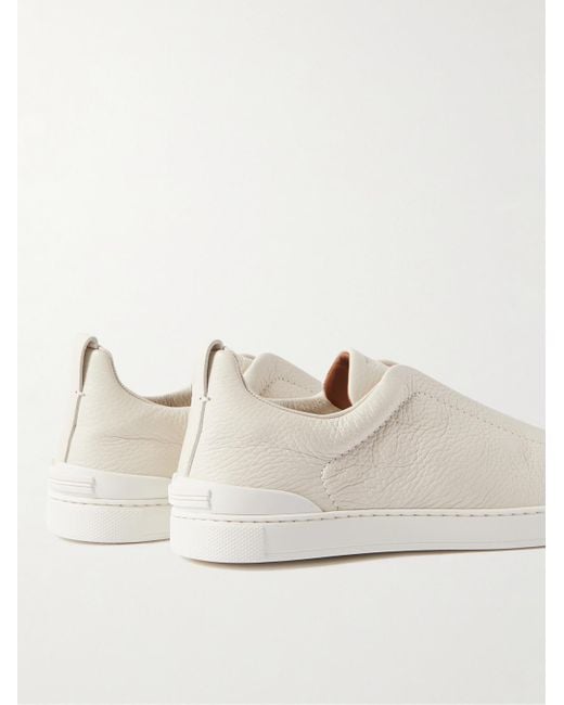 Zegna Natural Triple Stitch Full-Grain Deerskin Slip-On Sneakers for men