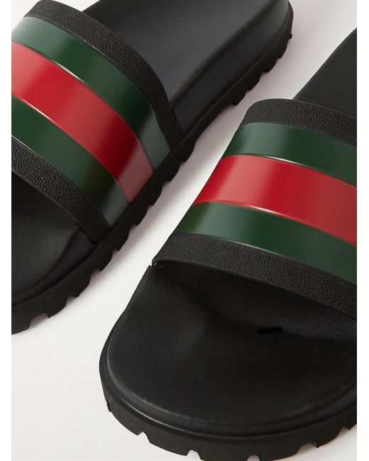 Gucci White Pursuittreck Striped Rubber Slides for men