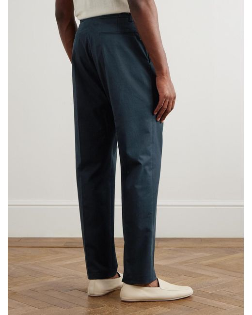Umit Benan Blue Richard Straight-leg Pleated Cotton-blend Twill Suit Trousers for men