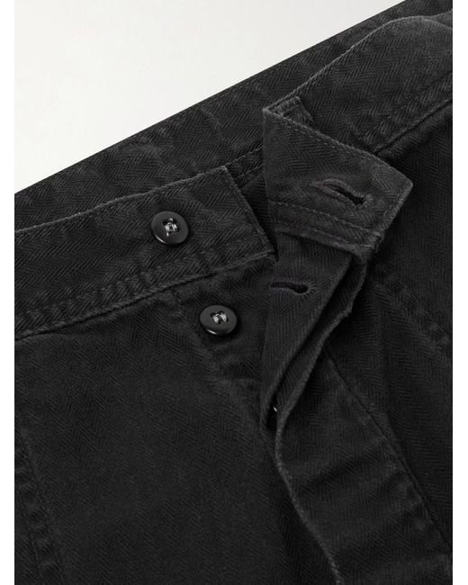 Fullcount Black Usn Seamen's Straight-Leg Herringbone Trousers for men