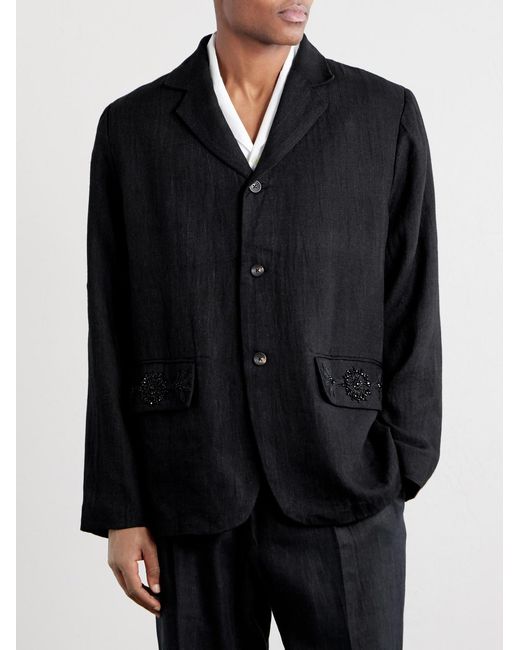 Kartik Research Blue Linen Blazer for men