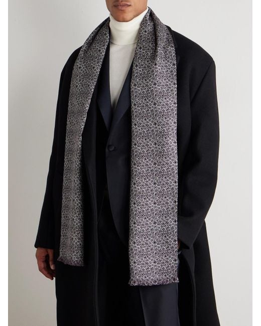 Charvet Purple Printed Silk-Voile Scarf for men