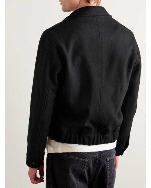 Oliver Spencer Black Arlington Wool-blend Felt Bomber Jacket for men