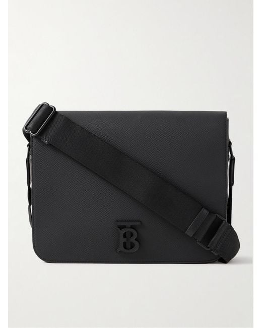 Burberry Black Alfred Logo Plaque Small Messenger Bag for men