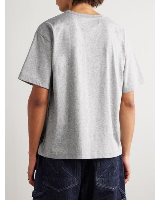 Neighborhood Gray Logo-Print Appliquéd Cotton-Jersey T-Shirt for men