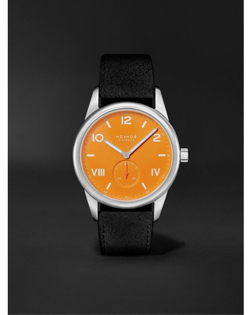 Nomos Black Club Campus Hand-Wound 38Mm Stainless Steel And Leather Watch, Ref. No. 729 for men