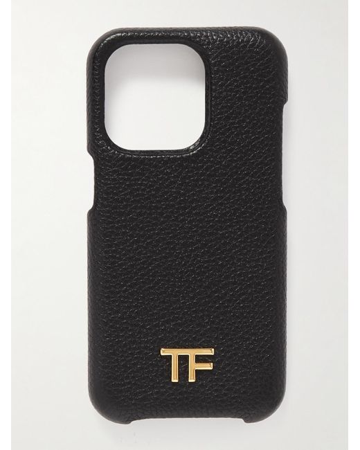 Tom Ford Black Logo-embellished Full-grain Leather Iphone 13 Pro Case for men