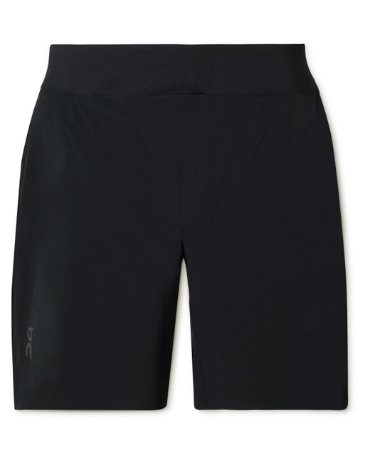 On Shoes Black Straight-leg Logo-print Stretch Recycled-shell And Mesh Shorts for men