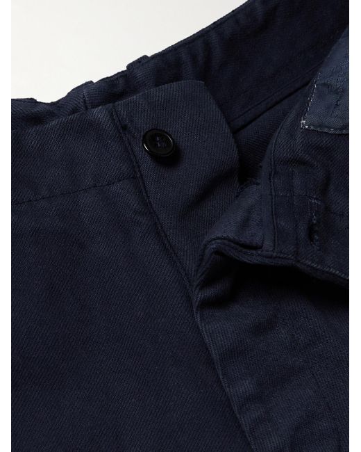 Officine Generale Blue Kenny Straight-leg Pigment-dyed Cotton-twill Cargo Trousers for men