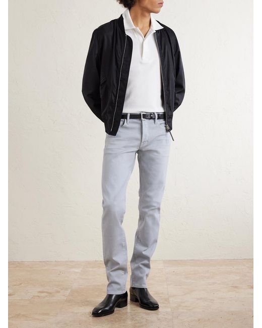 Tom Ford White Slim-Fit Straight-Leg Cotton-Blend Trousers for men