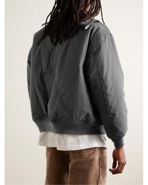 (w)taps Gray Logo-appliquéd Cotton And Nylon-blend Bomber Jacket for men