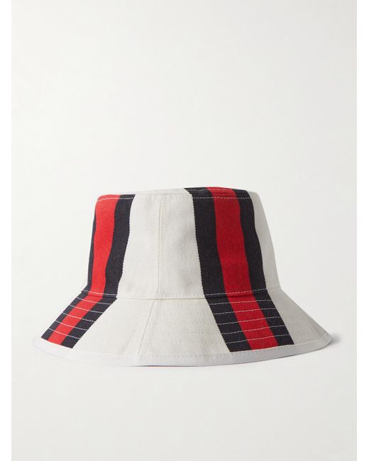 Gucci Logo-embroidered Striped Cotton-canvas Bucket Hat for men