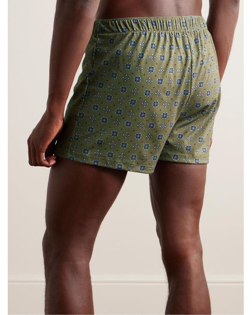 Hanro Green Printed Cotton-interlock Boxer Shorts for men