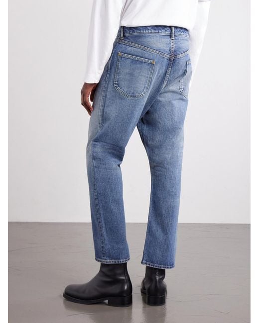 Beams Plus Blue Straight-Leg Paint-Splattered Jeans for men