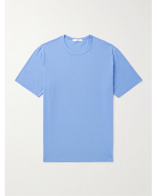 T-shirt in jersey di cotone biologico tinta in capo di Mr P. in Blue da Uomo