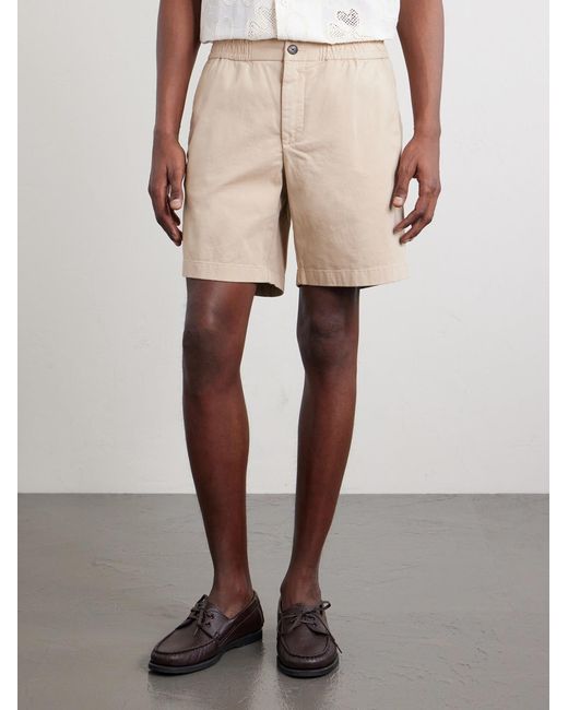 Mr P. Natural Straight-leg Garment-dyed Organic Cotton-blend Twill Shorts for men