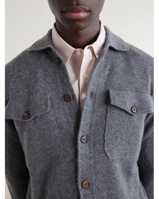 Eleventy Blue Cashmere Knitted Overshirt for men