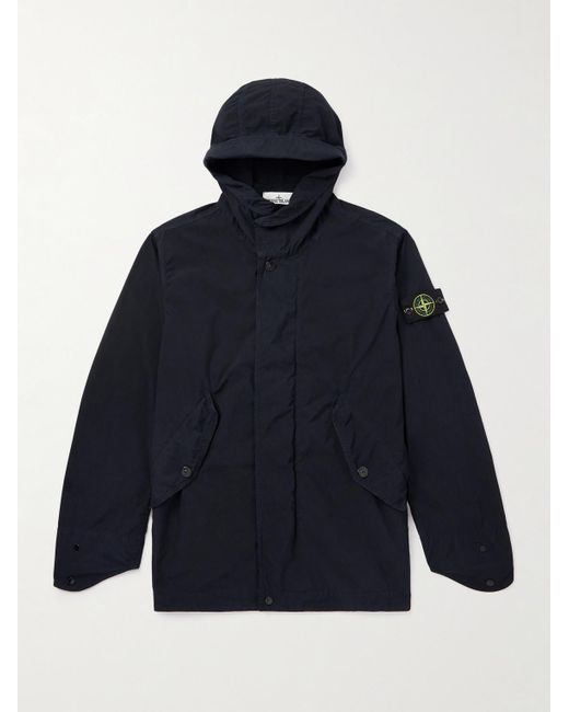 Stone Island Blue Logo-Appliquéd Shell Parka for men
