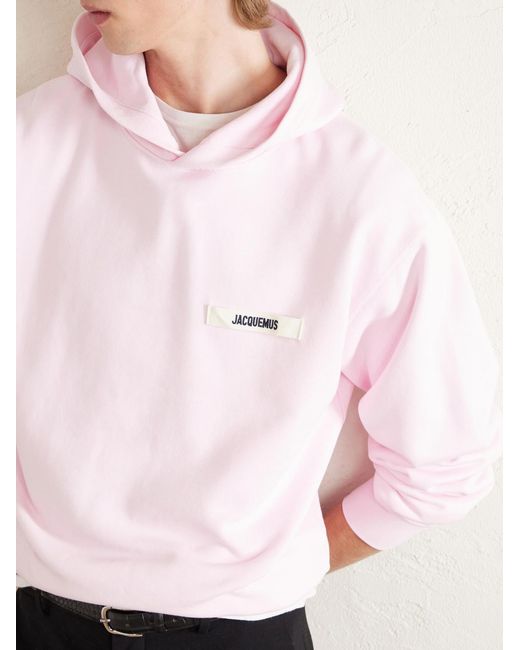 Jacquemus Pink Logo-appliquéd Cotton-jersey Hoodie for men