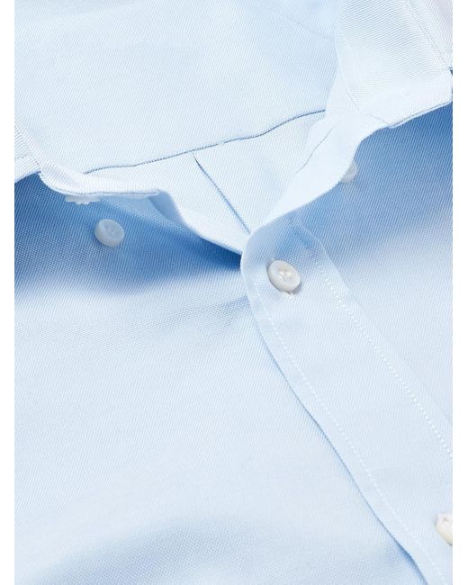 Loro Piana Blue Button-down Collar Cotton Oxford Shirt for men