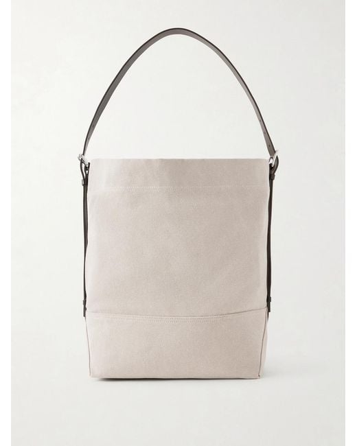 Lemaire Natural Leather-Trimmed Cotton-Canvas Tote Bag for men