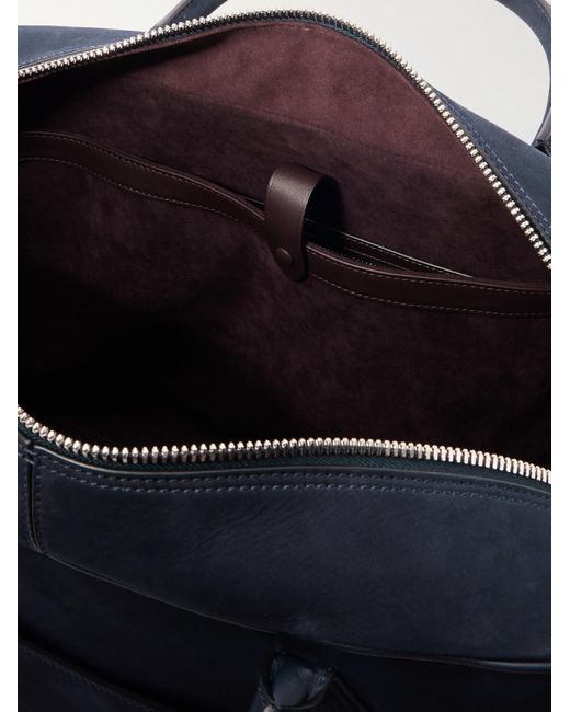 Metier Blue Closer All Day Leather-Trimmed Nubuck Briefcase for men