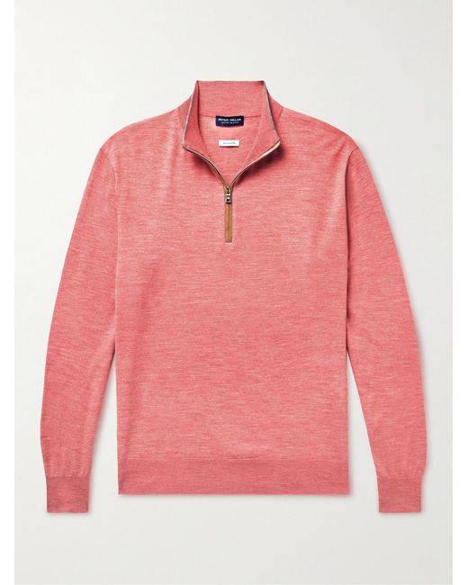 Peter Millar Pink Excursionist Flex Wool-Blend Half-Zip Sweater for men
