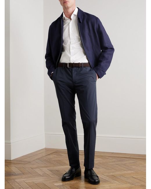 Slowear Blue Venezia 1951 Slim-Fit Stretch-Cotton Twill Trousers for men