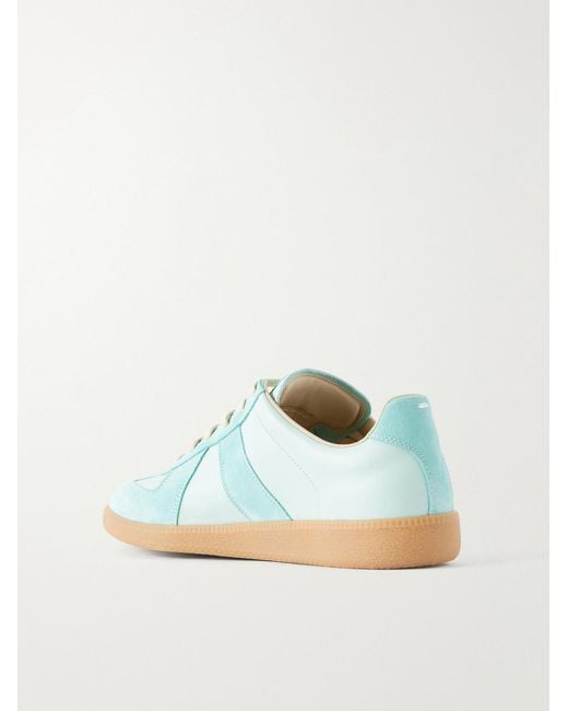 Maison Margiela Blue Replica Leather And Suede Sneakers for men