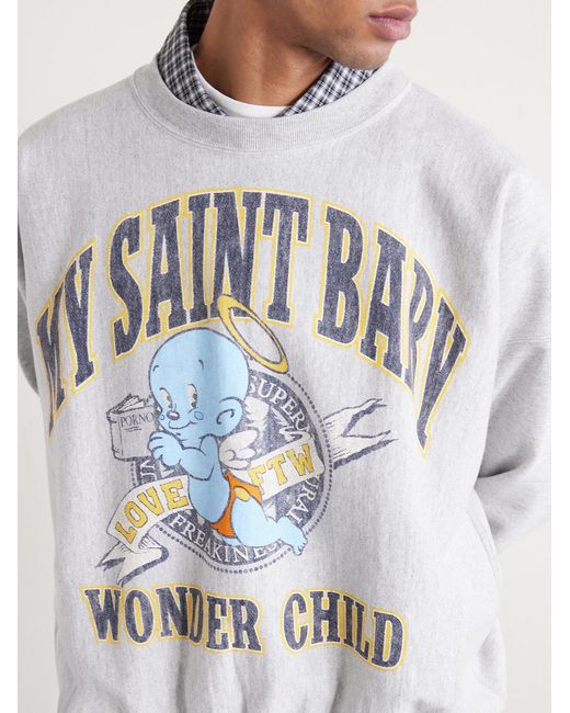 SAINT Mxxxxxx White Printed Cotton-blend Jersey Sweatshirt for men