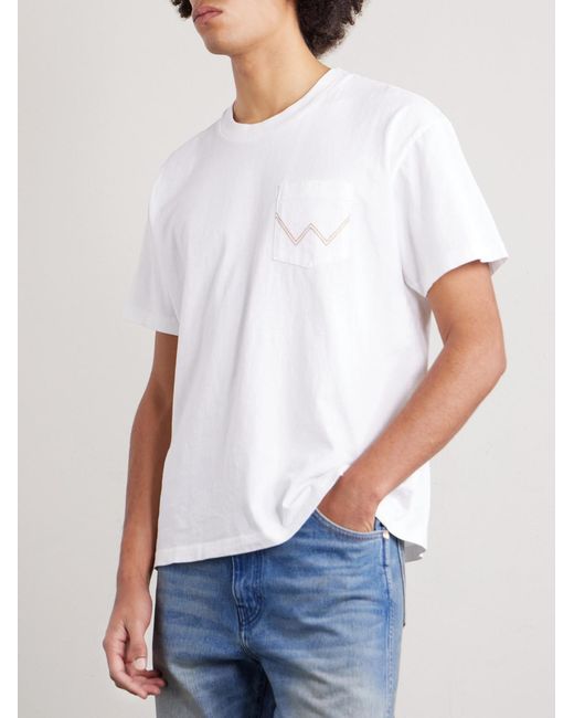 CHERRY LA White Wrangler Horsepower Embroidered Printed Cotton-jersey T-shirt for men