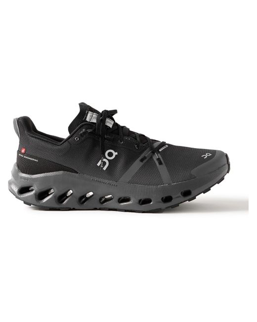 On Shoes Black Cloudsurfer Trail Rubber-Trimmed Mesh Running Sneakers for men