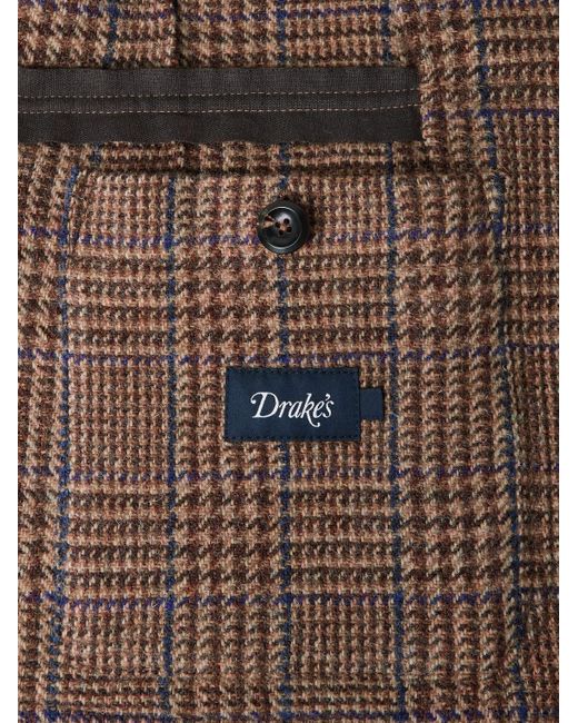 Drake's Brown Mk. Vii Games Unstructured Prince Of Wales Checked Virgin Wool Blazer for men