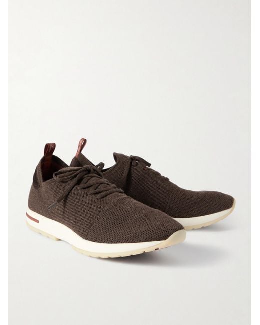 Loro Piana Brown 360 Flexy Walk Suede-Trimmed Knitted Wool Sneakers for men