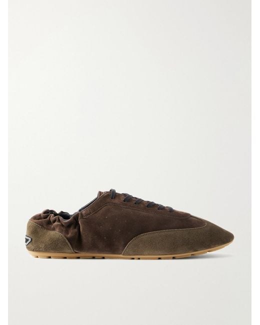 Saint Laurent Brown Lewis 05 Logo-Appliquéd Suede Sneakers for men