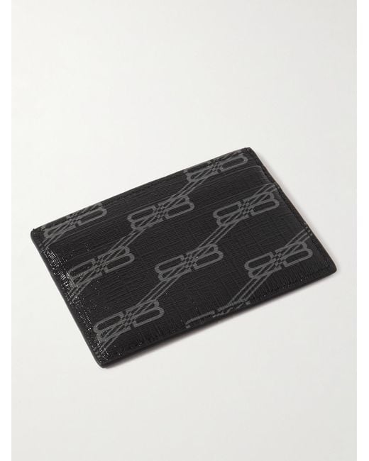 Balenciaga Black Logo-Print Coated-Canvas Cardholder for men