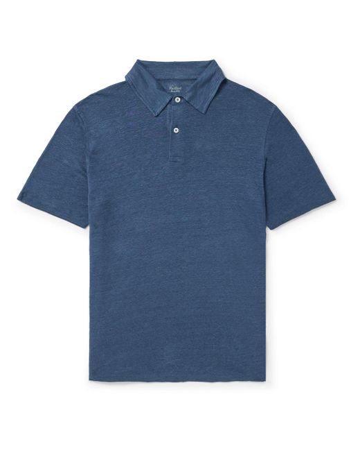 Hartford Blue Linen Polo Shirt for men