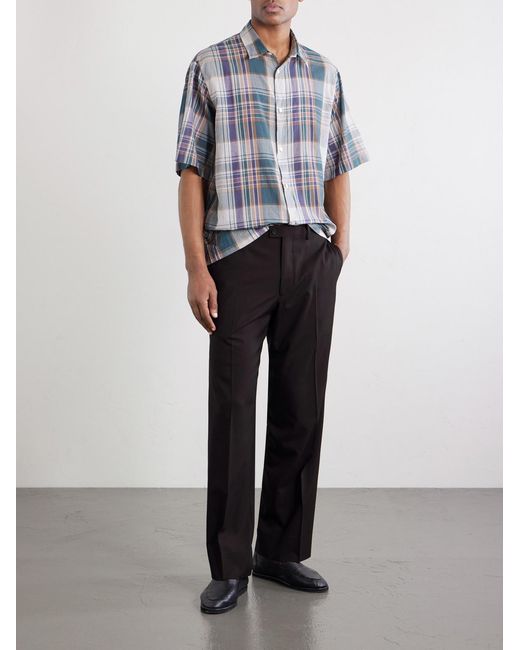 Kaptain Sunshine Blue Straight-leg Wool-poplin Trousers for men
