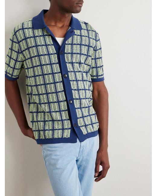 Mr P. Kariertes Hemd aus einer Baumwollmischung in Blue für Herren